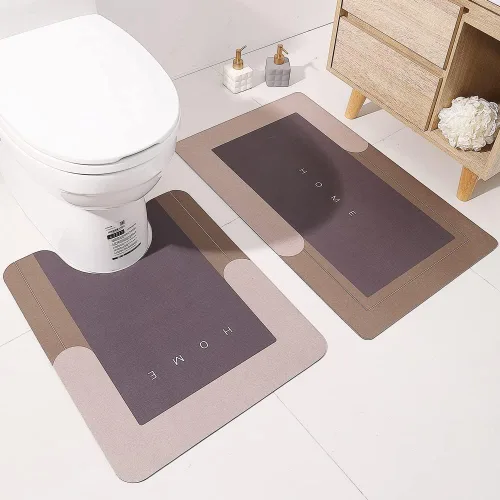 Miniatura 11 de Tapete de piel de napa en forma de U, muy suave, que absorbe el agua, antideslizante para baño, bañera o ducha, 2 piezas, de 20 x 32 + 20 x 24 Gris