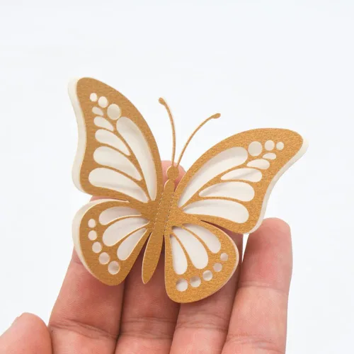 Miniatura 3 de 20 calcomanías de pared con mariposas 3D, calcomanías de papel de doble capa, calcomanías de mariposa extraíbles para decoración de salas de estar