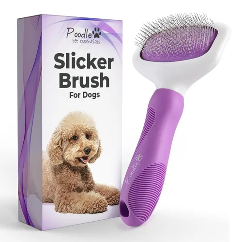 Poodle Pet Slicker Brush – Para perros, gatos, conejos – Piel mate/suelta, nudos – Adecuado para garabatos/Goldendoodle aseo y trituración de pelo