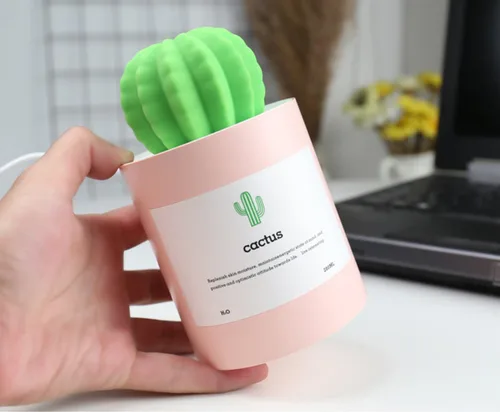 Miniatura 5 de Minihumidificador, 280ml USB Portátil Cactus Difusor de aire con niebla fría, Funcionamiento Ultra-silencioso para Dormitorio Hogar Oficina Yoga Rosa