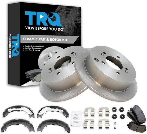 Miniatura 37 de TRQ Kit de pastillas de freno y rotor Posi trasero premium con zapatas de estacionamiento para camión GM SUV