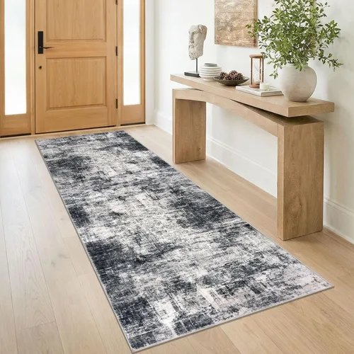 Miniatura 43 de IOHOUZE Alfombra pequeña abstracta de 2 x 3 pies, alfombra de entrada lavable para entrada interior, alfombras con respaldo de goma, alfombra gris