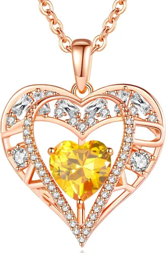 Miniatura 37 de Collar de cristal de 5 corazones, chapado en oro rosa de 18 quilates, colgante con cadena de plata de ley 925 de 18 + 2 pulgadas, joyería de piedra