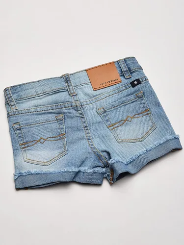 Miniatura 6 de Lucky Brand Pantalones cortos de mezclilla con puños para niñas, jeans elásticos con 5 bolsillos, cintura de altura media a alta
