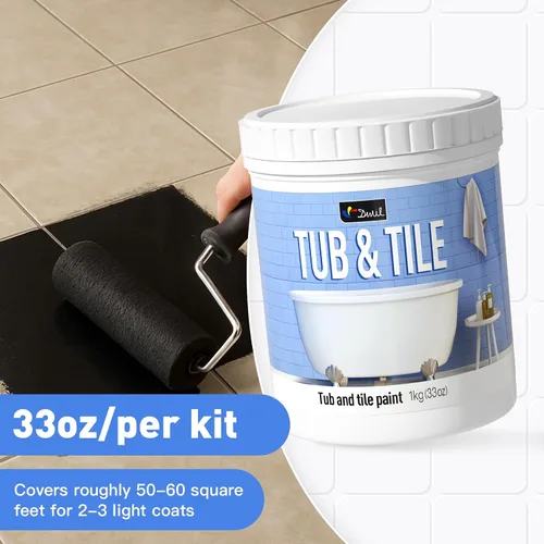 Miniatura 7 de DWIL Pintura para Bañera, Kit de Renovación de Bañera y Azulejos 33 oz con Herramientas, Kit de Renovación de Azulejos Pintura Negra para Bañera a