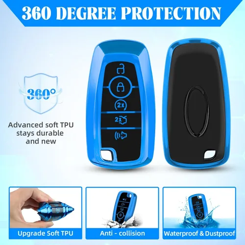 Miniatura 5 de QBUC para Ford Funda para llavero con llavero, Funda de TPU suave para llave de coche Compatible con Ford Fusion F150 F250 F350 F450 F550 Edge