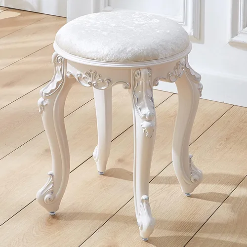 Miniatura 10 de Taburete de tocador, taburete de maquillaje, banco acolchado, asiento de piano en dormitorio, baño, pata de acero de plástico ABS, 16.9 in
