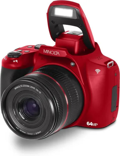 Miniatura 7 de Minolta ProShot - Cámara digital de 64 MP – Zoom óptico de 10x, video 4K Ultra HD, disparo macro, anti-vibración, pantalla LCD de 3 pulgadas, Rojo