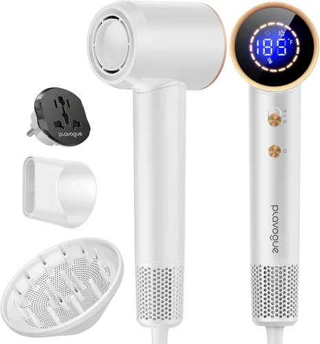 Miniatura 10 de PLAVOGUE Secador de pelo de viaje de doble voltaje con difusor, secador de pelo iónico de alta velocidad para mujeres, secado rápido, bajo ruido
