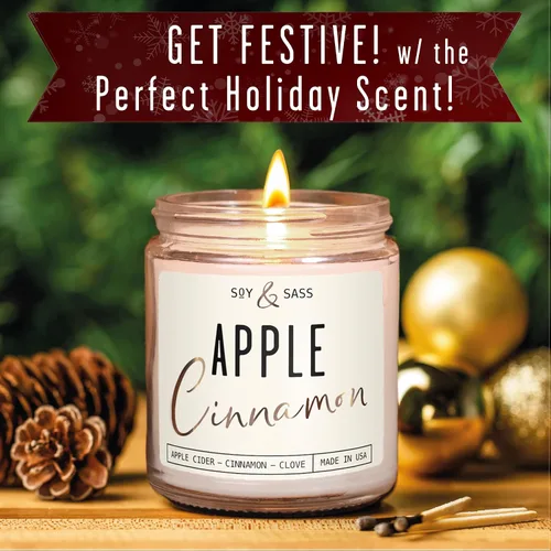 Miniatura 6 de Velas de Manzana y Canela, Vela de Manzana y Canela - 'Apple Cinnamon' Infundida con Aceites Esenciales I Velas de Soja Aromáticas Fuertes