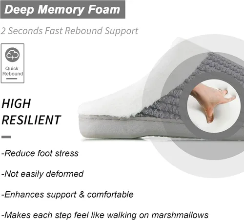 Miniatura 7 de Pantuflas de espuma viscoelástica para mujer cómodo vellón forrada de lana de felpa para interiores y exteriores