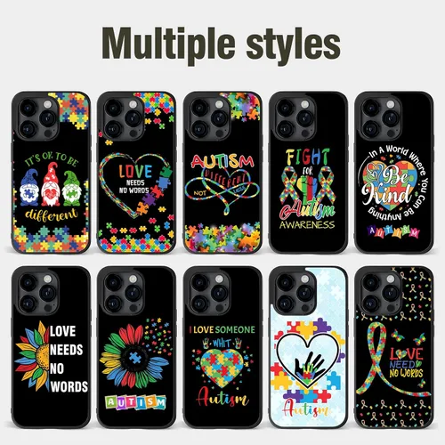 Miniatura 5 de Fundas para teléfono de conciencia autista, los mejores regalos con autismo, lindo rompecabezas de arco iris para iPhone 7 8 11 12 13 14 15 16 17