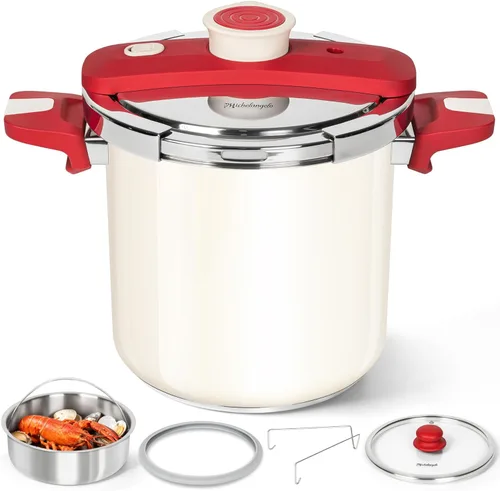 MICHELANGELO Olla de presión de acero inoxidable de 8.5 cuartos de galón, olla a presión 3 en 1, sistema de bloqueo con una mano, diseño colorido,