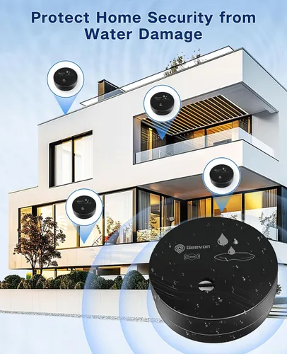 Miniatura 8 de Geevon 1 paquete de detectores de fugas de agua, sensor de agua de 100 dB, detector de inundación para sótanos, baños, lavanderías, cocinas, garajes