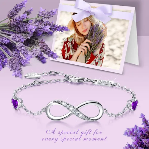 Miniatura 2 de Pulseras Infinity Love para mujer, pulsera de plata de ley 925 para mujer, pulsera de símbolo de amor, pulsera ajustable, regalo de cumpleaños, día