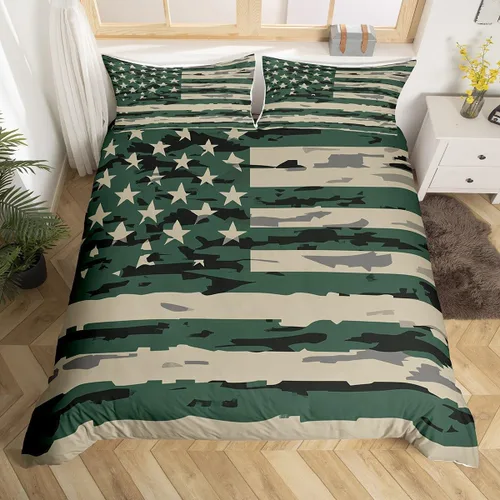 Miniatura 10 de Juego de funda de edredón con bandera estadounidense de béisbol, bate de béisbol, bandera de Estados Unidos, para niños y adolescentes, color rojo