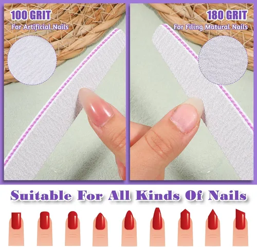 Miniatura 6 de 150 limas de uñas 100/180 para uñas de los pies, grano 100/180, limas de uñas y pulidores, herramienta de manicura de doble cara para uñas