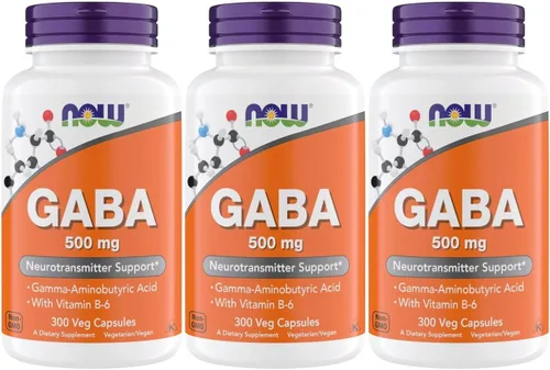 Miniatura 8 de NOW Foods Suplementos, GABA (ácido gamma-aminobutírico) 500 mg + B-6, neurotransmisor natural*, 300 cápsulas vegetales