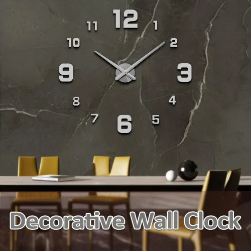 Miniatura 2 de Mintime Reloj de Pared Moderno sin Marco DIY Grande 3D Reloj de Pared Espejo con Números para Decoración de Hogar y Oficina Plata