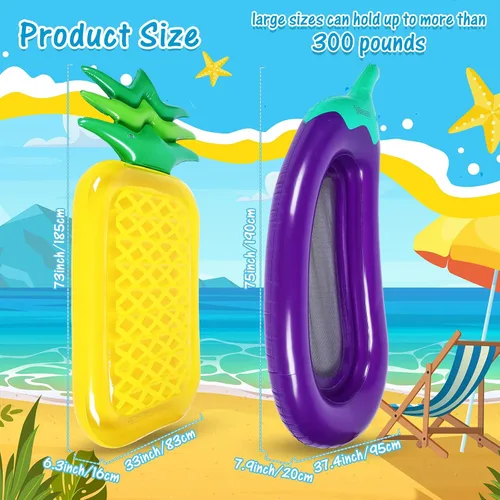 Miniatura 2 de Libima Flotadores gigantes para piscina, flotadores grandes de alimentos de frutas, inflables, piña, berenjena, sandía, piruleta, magdalena, pizza