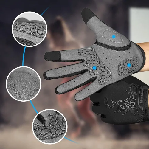 Miniatura 4 de Kyncilor Guantes de ciclismo, guantes de ciclismo, guantes de correr para hombres y mujeres, guantes de entrenamiento de dedo completo, pantalla