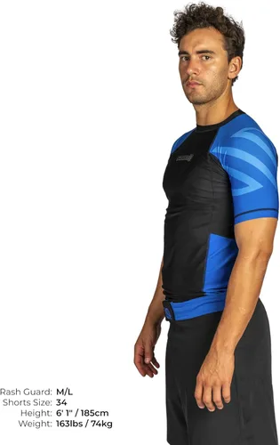 Miniatura 3 de Sanabul Esencial manga corta Rash Guard MMA BJJ Wrestling Grappling Jiu Jitsu