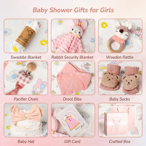 Miniatura 9 de Strawberry Fairy Juego de Regalo de 10 Piezas para Bebés Niñas, Artículos Esenciales para Recién Nacidos Regalos para Bebé Niña, Cesta de Regalo
