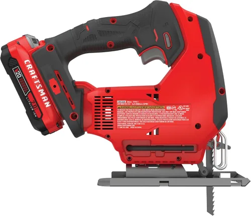 Miniatura 15 de CRAFTSMAN Kit de sierra caladora inalámbrica V20, 3 ajustes orbitales, hasta 2,500 SPM, batería y cargador incluidos (CMCS600D1)