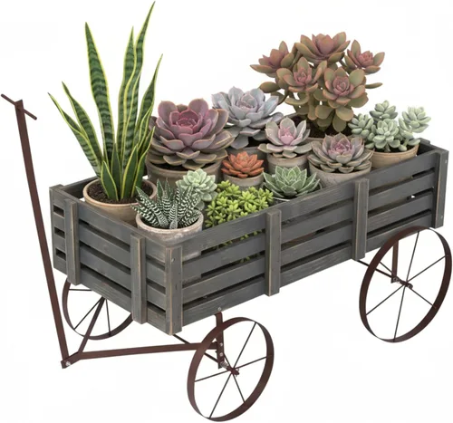 Shine Company Maceta decorativa de jardín con tablero de madera, decoración de patio para plantas al aire libre, color gris