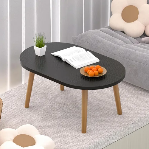Miniatura 8 de FAMIDGE Mesa auxiliar, mesas auxiliares ovaladas pequeñas de 23.6 pulgadas para espacios pequeños con 4 patas de madera maciza, mesa de pie