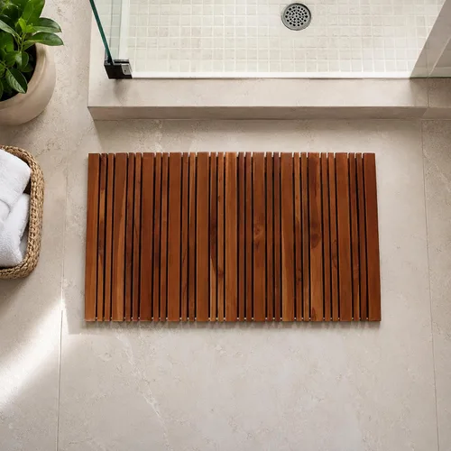 Miniatura 9 de Tapete de baño de teca - Tapete de ducha de baño - Alfombra de ducha de madera - Alfombra de ducha mate - Tapete de ducha de madera - Tapetes