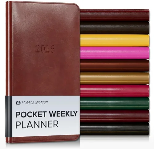 Miniatura 86 de Gallery Leather Agenda semanal y mensual grande 2025-2026, agenda y cuaderno con elegantes bordes de página dorados dorados, 12 meses, cactus Cactus