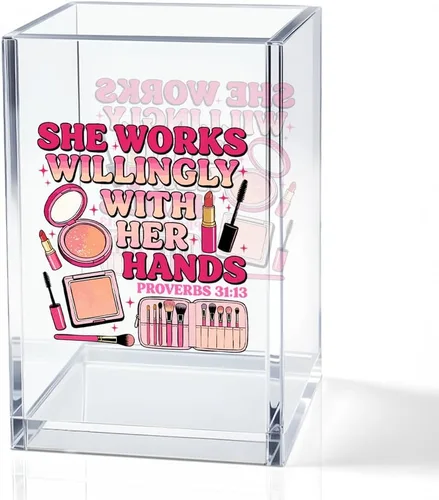 Miniatura 15 de I Came I Saw I - Soporte para cosméticos de acrílico contorneado, divertido soporte para brochas de maquillaje floral, regalos para cosmetólogas