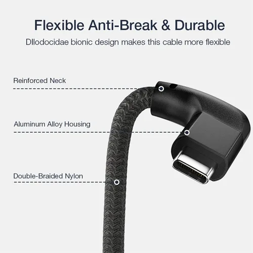 Miniatura 4 de UseBean Cable de extensión USB C en ángulo recto de 0.6 pies, 90 grados USB-C 3.2 Gen 2 20Gbps macho a hembra tipo C 4K cable extensor de video
