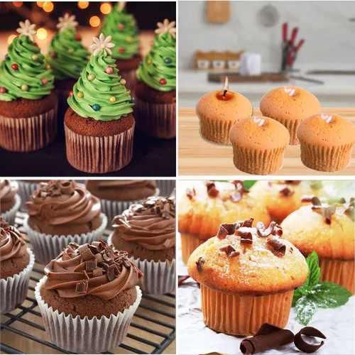 Miniatura 6 de Moldes de silicona para velas, moldes de velas de cupcakes para hacer velas, moldes de jabón de silicona 3D, molde de silicona para hornear, vela