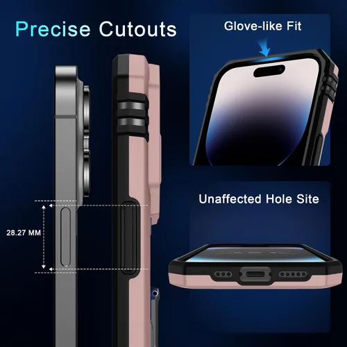 Miniatura 336 de DEERLAMN Funda para iPhone Xs Max con funda deslizante para cámara + protector de pantalla, soporte giratorio de anillo de grado militar a prueba