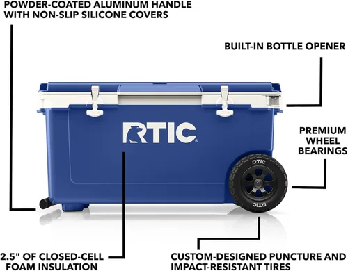 Miniatura 3 de RTIC Enfriador de ruedas ultraligero de 72 cuartos de galón, con aislamiento duro, portátil, para playa, bebidas, bebidas, campamento, picnic