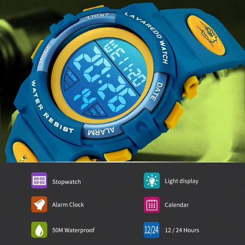 Miniatura 2 de Reloj analógico para niños, reloj para niños de 6 a 15 años, reloj digital para deportes al aire libre, multifuncional con cronógrafo LED 50 M