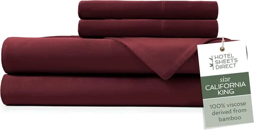 Miniatura 27 de Hotel Sheets Direct Juego de Sábanas de Cama de 4 Piezas, Tamaño California King, 100% Viscosa Derivada de Bambú, Juego de Sábanas con 2 Fundas