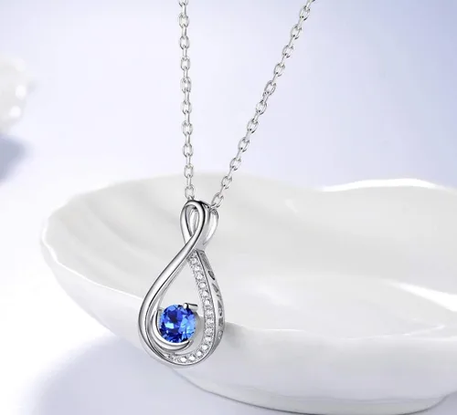 Miniatura 3 de Dorella Regalos de cumpleaños, collar infinito para esposa, mamá, plata de ley 925, colgante de agosto de septiembre, piedras natales de peridoto
