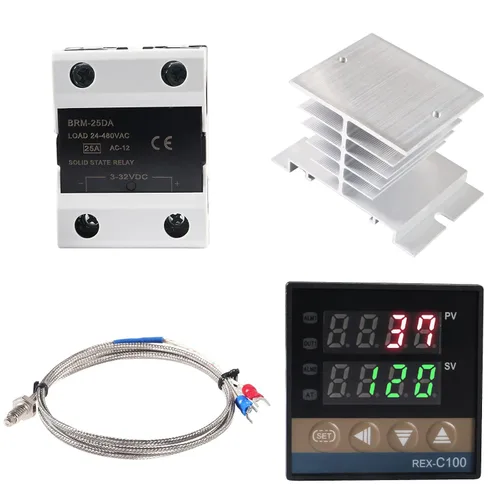 Miniatura 9 de Controlador de temperatura PID digital REX-C100 PID Termostato Controlador de temperatura Digital REX C100 con relé SSR 25DA K Sonda de termopar RKC