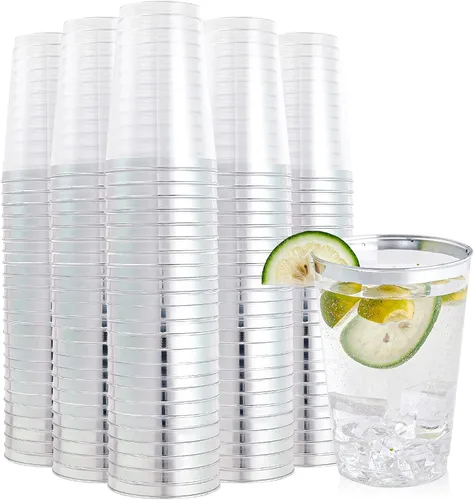 Miniatura 8 de FOCUSLINE Paquete de 200 vasos de plástico transparente de 12 onzas, vasos desechables vasos reutilizables de plástico, vasos transparentes