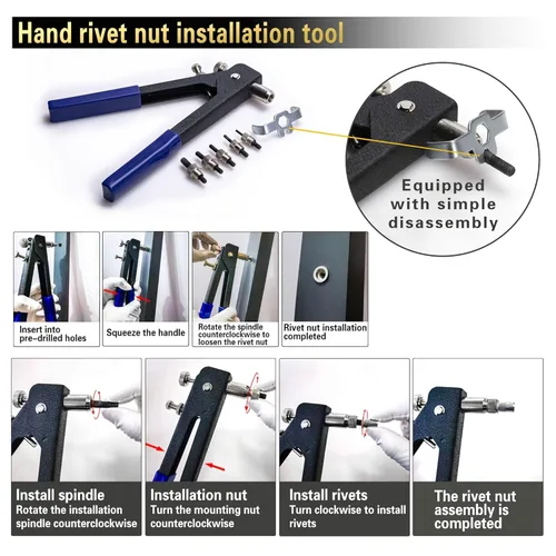 Miniatura 6 de SAE Herramienta de tuerca remachadora 420 piezas de acero al carbono imperial Kit de herramientas de tuerca de remache