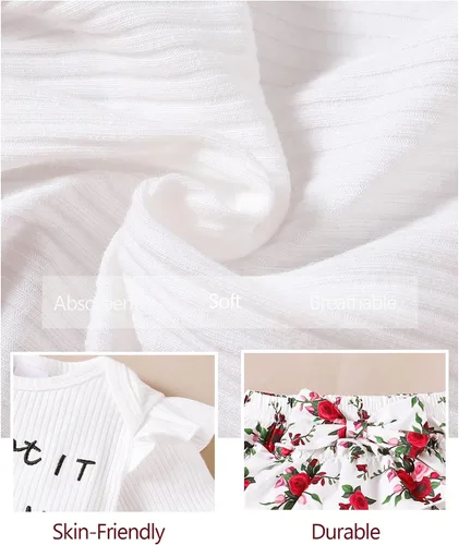 Miniatura 98 de Mioglrie Conjunto de ropa para bebé recién nacida, conjunto de pantalones cortos, conjunto floral de verano, ropa de bebé linda para niña