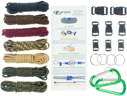 Miniatura 12 de Pulsera y kit de proyecto de paracaídas – 550 cuerdas de paracaídas, hebillas, mosquetones, llaveros
