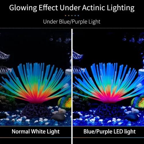 Miniatura 3 de Uniclife Bola de erizo de mar azul iridiscente de imitación para acuario, adorno de silicona artificial con efecto brillante para decoración