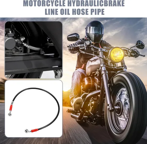Miniatura 2 de X AUTOHAUX 25.6 in 25.59" Longitud 0.394 in ID motocicleta freno hidráulico manguera tubo tubo 28° 0° acero inoxidable trenzado cable para ATV