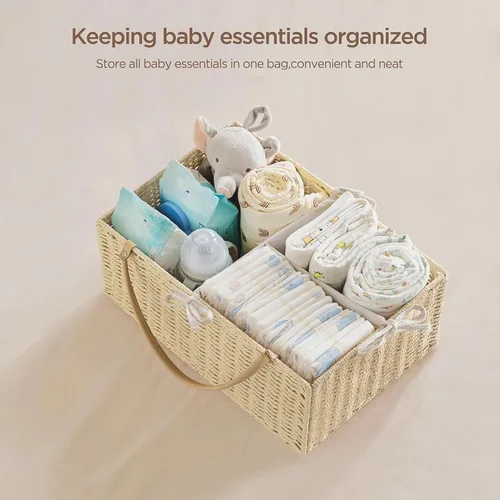 Miniatura 4 de HBlife Organizador Grande de Pañales para Bebé, Cestas de Almacenamiento de Cuerda de Papel Contenedor de Guardería con Divisor Extraíble