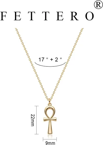 Miniatura 186 de Fettero - Collar con dije de cruz de fe, chapado en oro de 14 K, cadena fina, minimalista, simple, pequeña, para oración, regalo de joyería religiosa