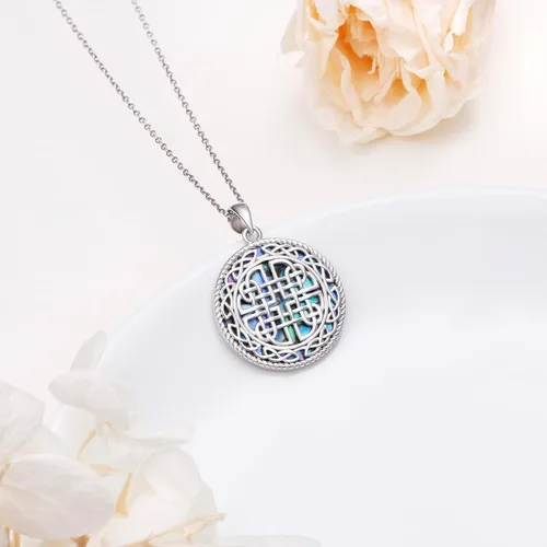 Miniatura 3 de Alphm Joyería de plata esterlina S925 Dara nudo celta buena suerte medallón irlandés colgante collar joyería para mujeres hombres